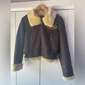 NWOT Women’s Von Dutch Leather Sherpa Jacket